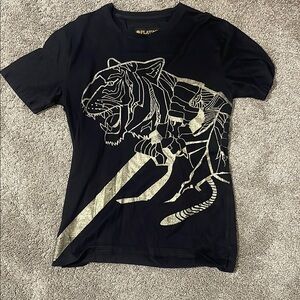 Plantini Black T-Shirt with Gold Tiger Design